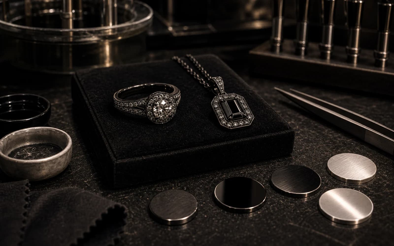 Black Rhodium Plating for Custom Jewelry: Gold Plating guide with jewelry production details by DMJ Concept in Thailand