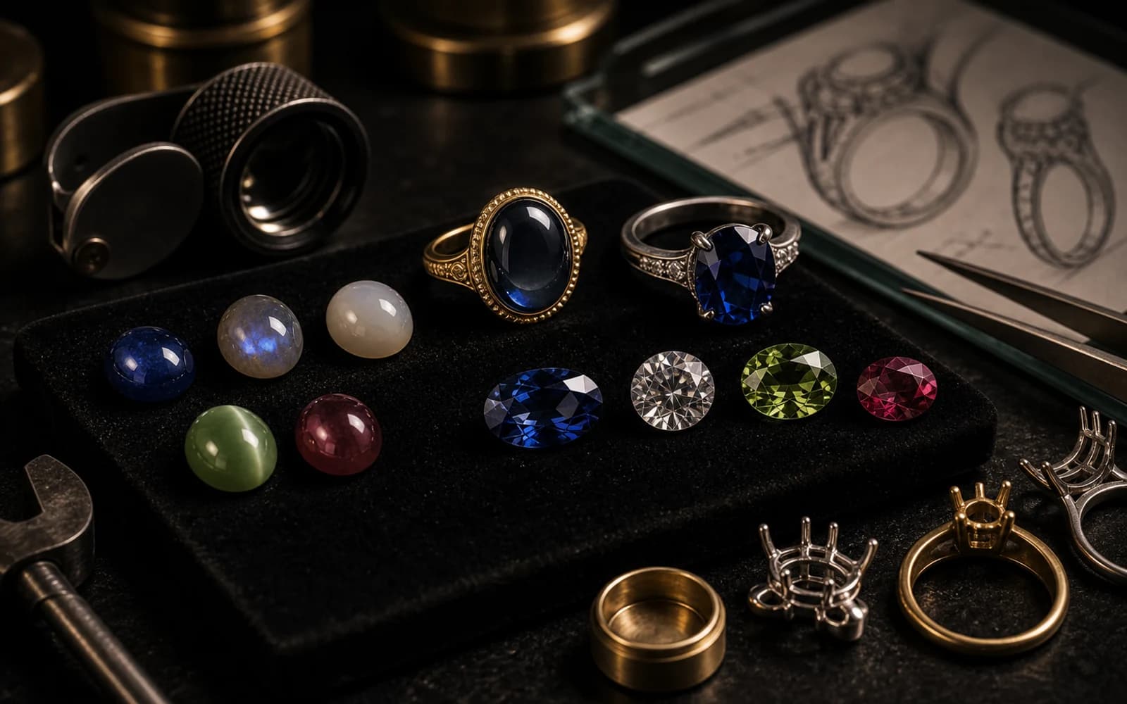 Cabochon vs Faceted Stones in Custom Jewelry: Stones & Enamel guide with jewelry production details by DMJ Concept in Thailand