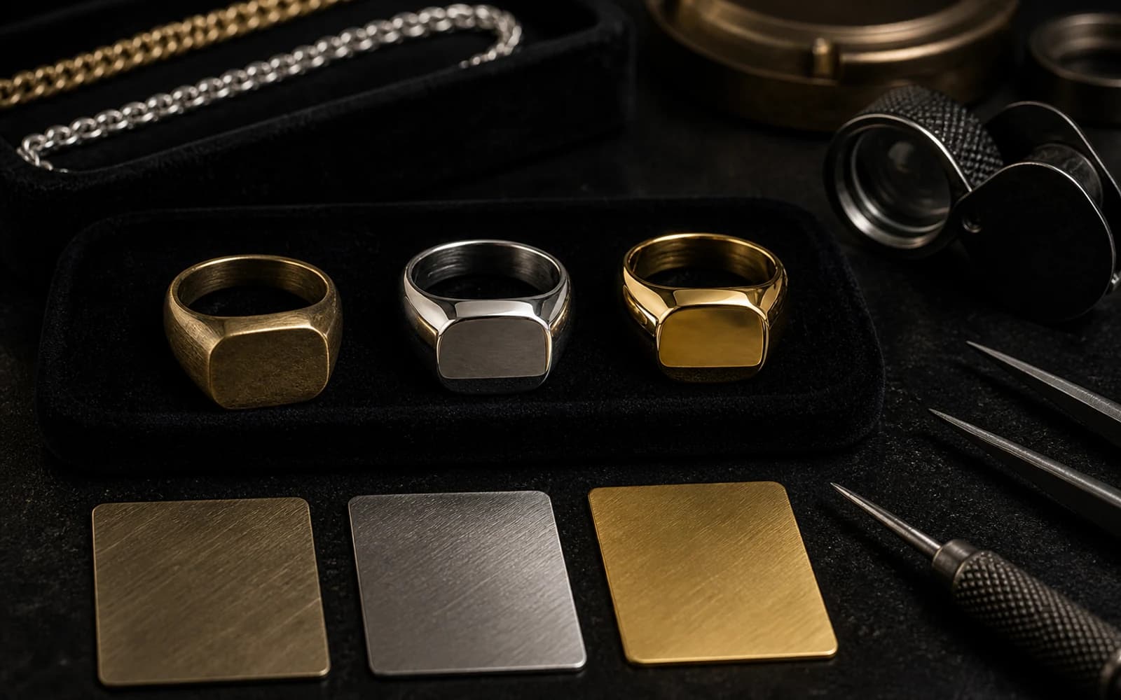 Choosing Brass, Silver, or Gold for Custom Jewelry: Materials guide with jewelry production details by DMJ Concept in Thailand