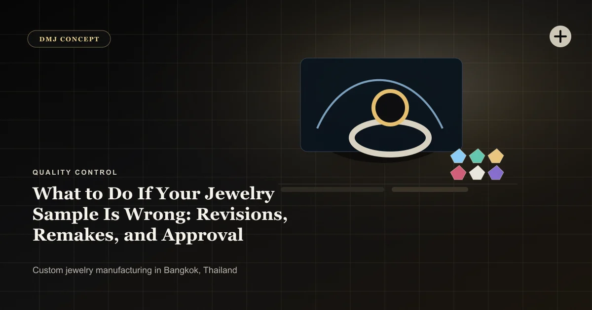 What to Do If Your Jewelry Sample Is Wrong: Revisions, Remakes, and Approval: Quality Control guide with jewelry production details by DMJ Concept in Thailand