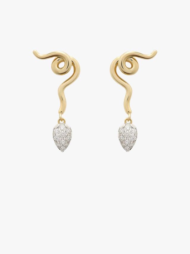 Vine Diamond Pavé Drop Earrings