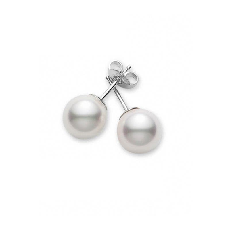 Akoya Cultured Pearl Stud Earrings in White Gold