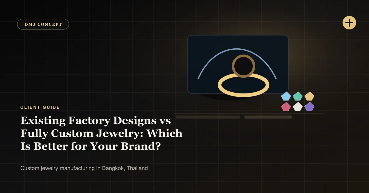Existing Factory Designs vs Fully Custom Jewelry: Which Is Better for Your Brand?: Client Guide guide with jewelry production details by DMJ Concept in Thailand