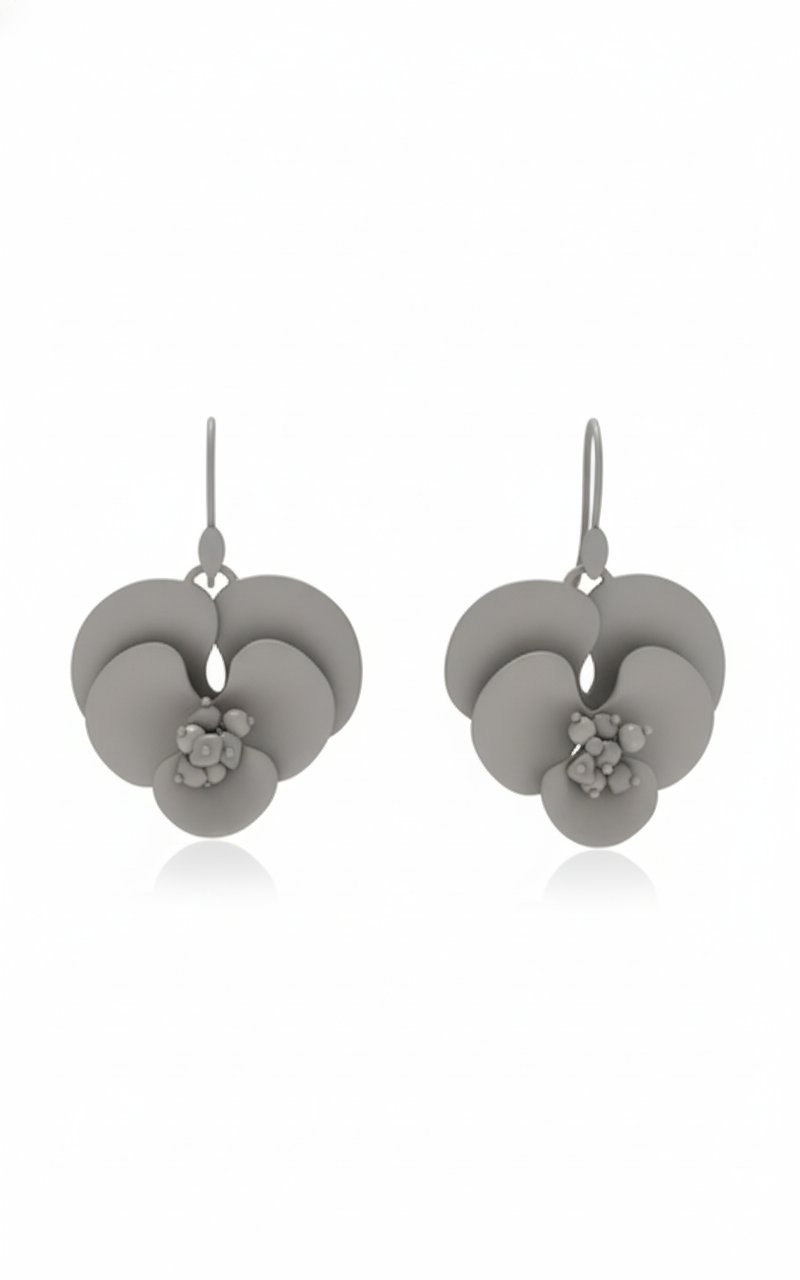 Architectural Bloom Statement Earrings: A CAD Design Study CAD render