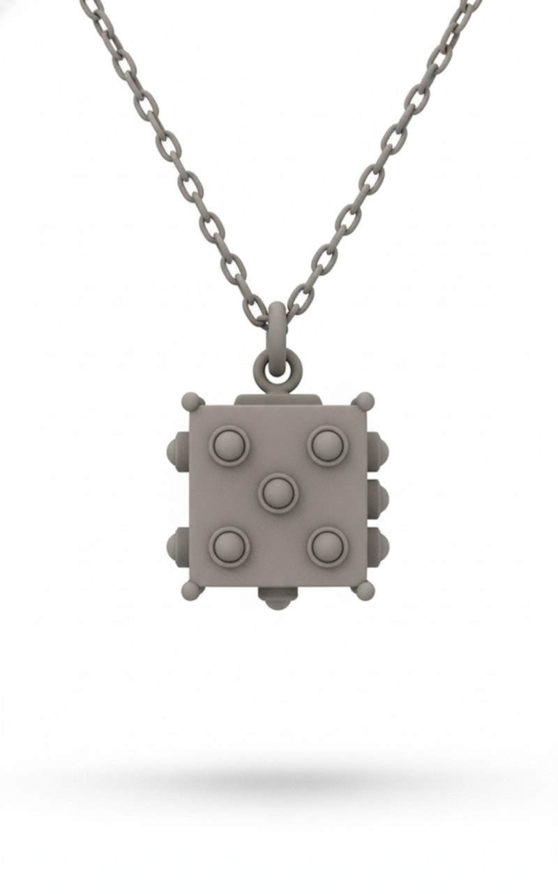 Architectural Dice Pendant: Onyx & Sapphire CAD Study CAD render