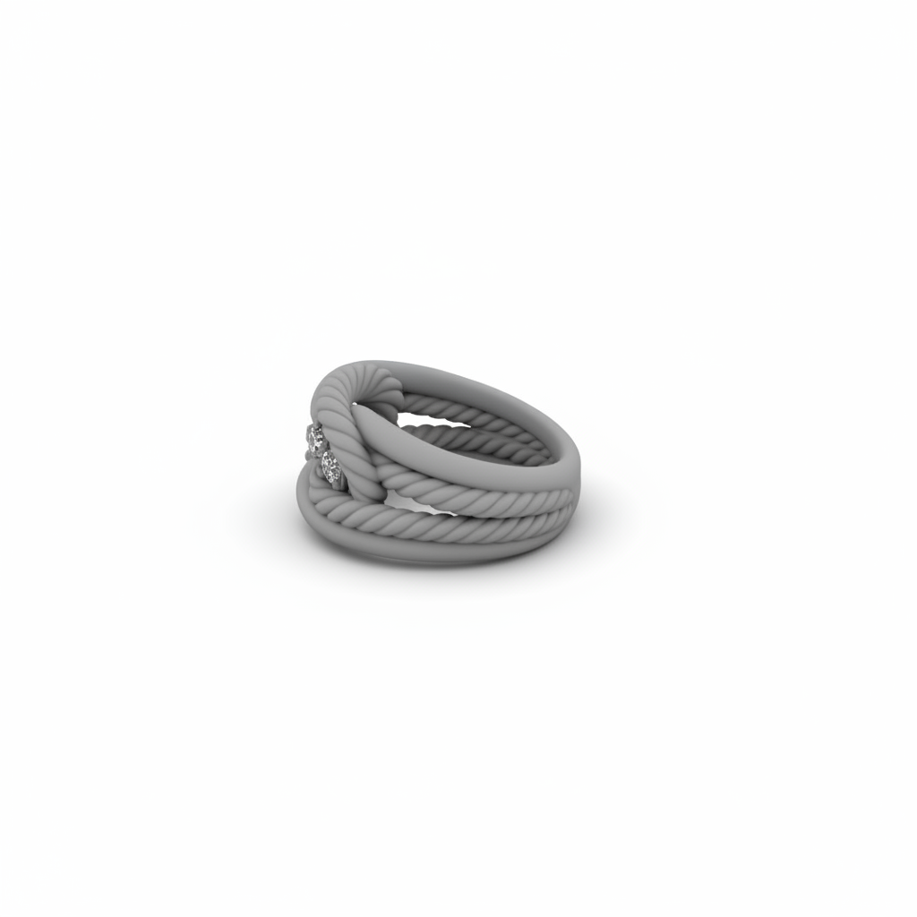 Architectural Interlink Statement Ring: Bespoke CAD Design & Engineering CAD render