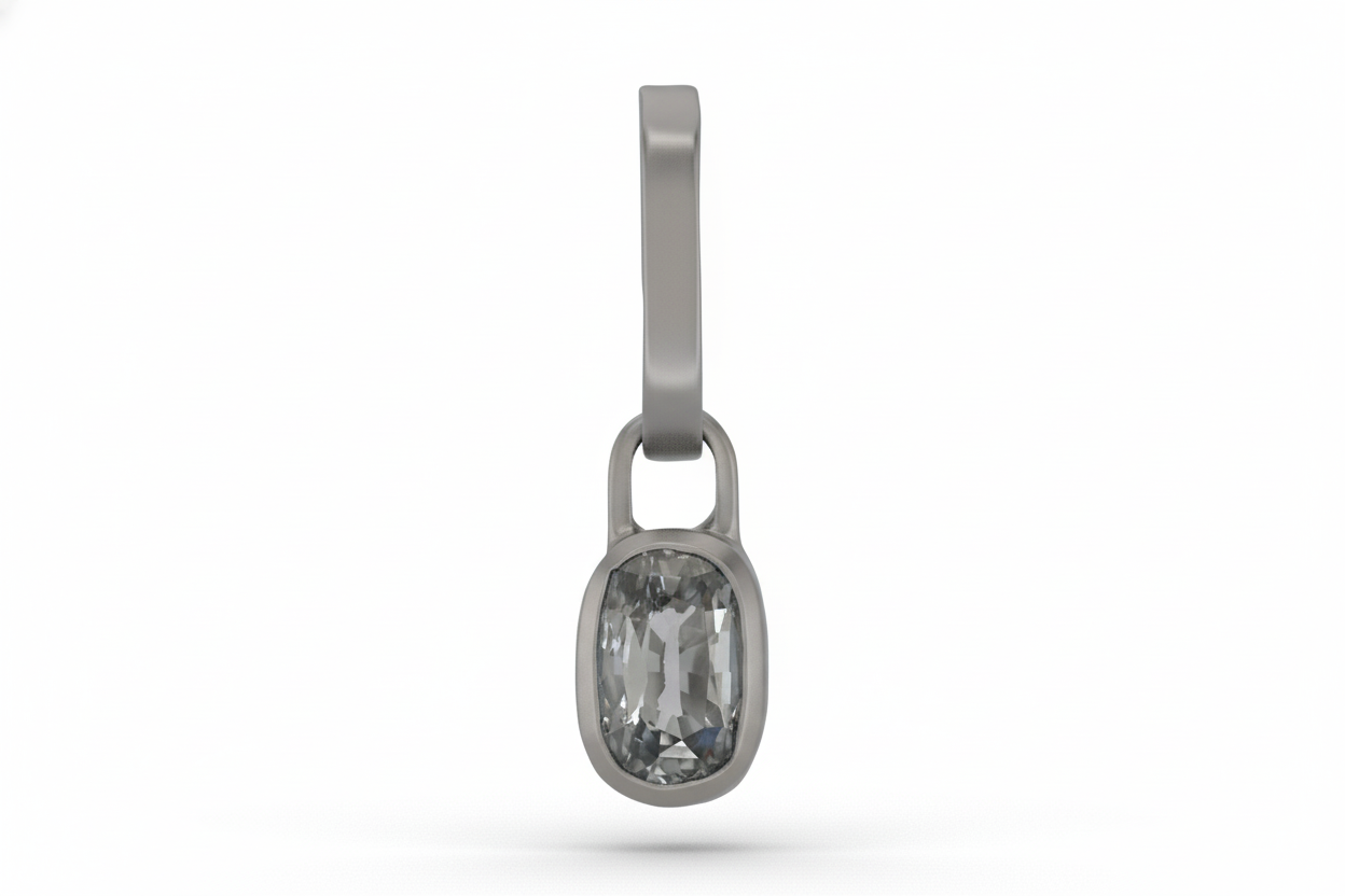 Exquisite CAD Render: Modern Oval Padparadscha Sapphire Pendant Design CAD render