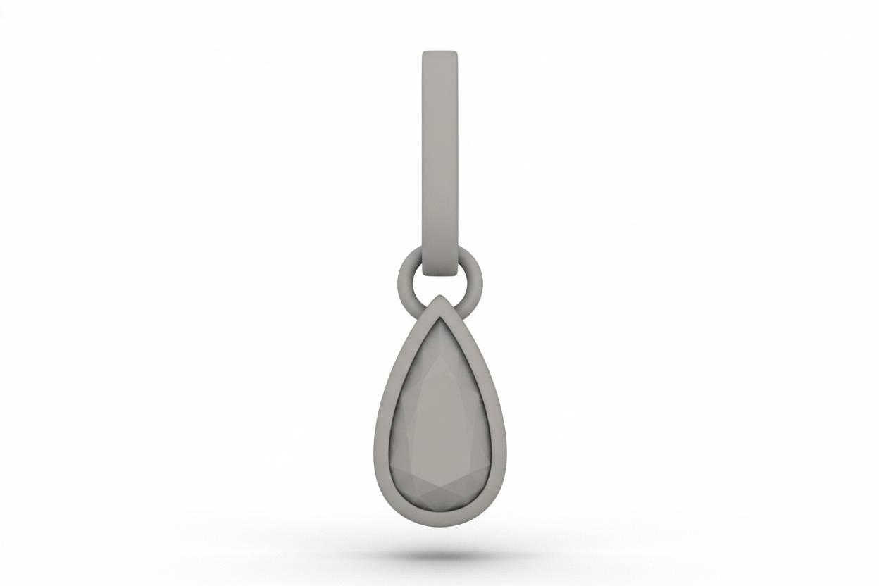 Exquisite CAD Rendition: Modern Pear-Shaped Diamond Pendant Design CAD render