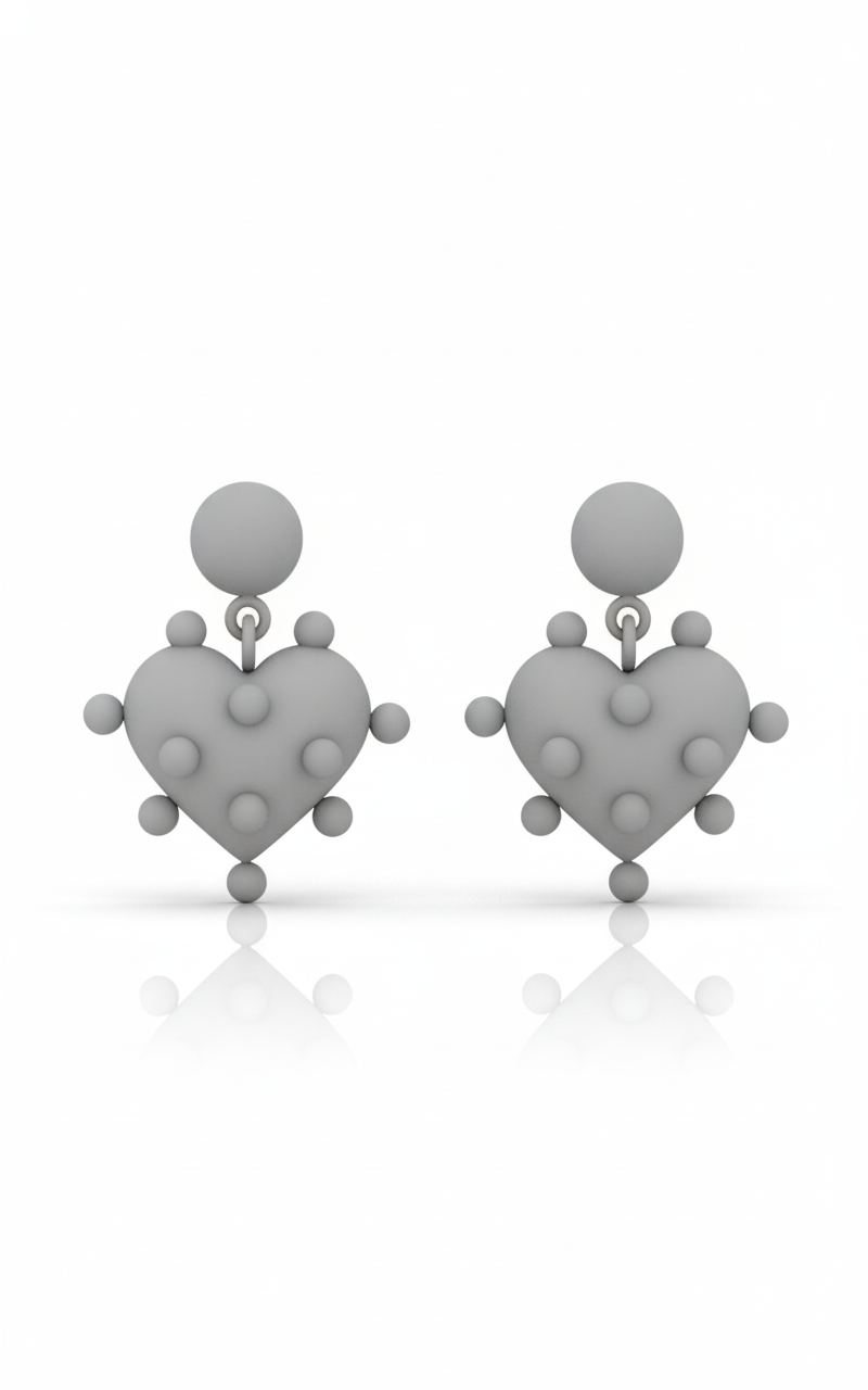 Parametric Heart Statement Earrings: A Digital Design Study CAD render