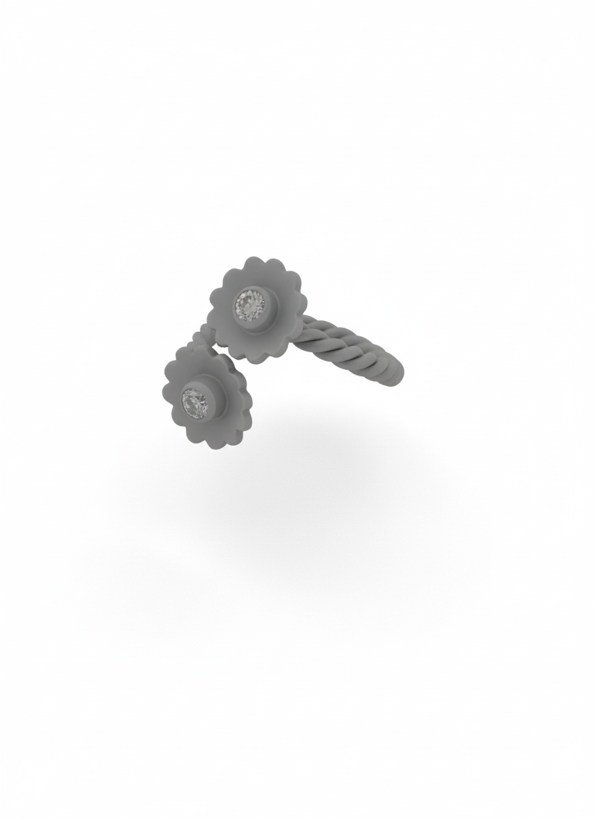 Precision CAD Study: Entwined Lumina Dual-Stone Ring CAD render