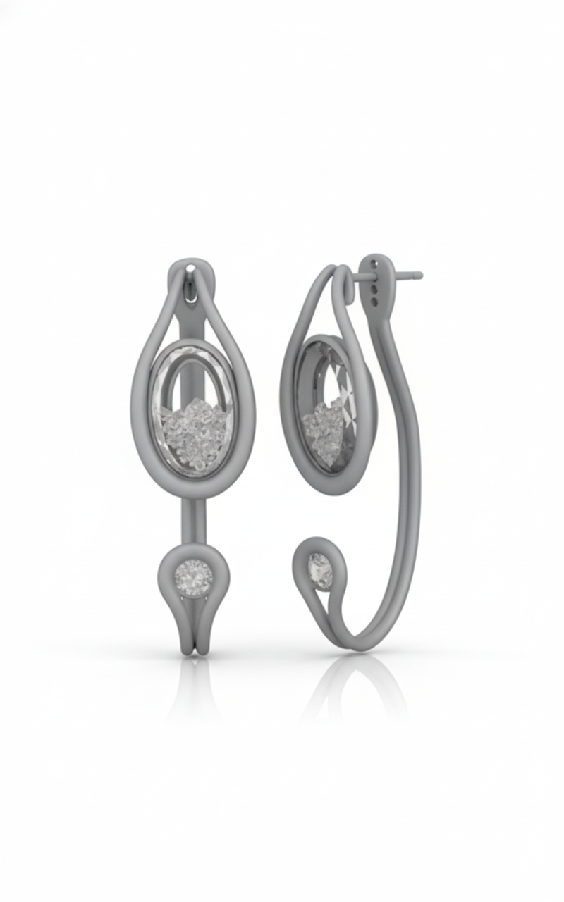 Precision-Engineered Architectural Statement Earrings CAD Model CAD render