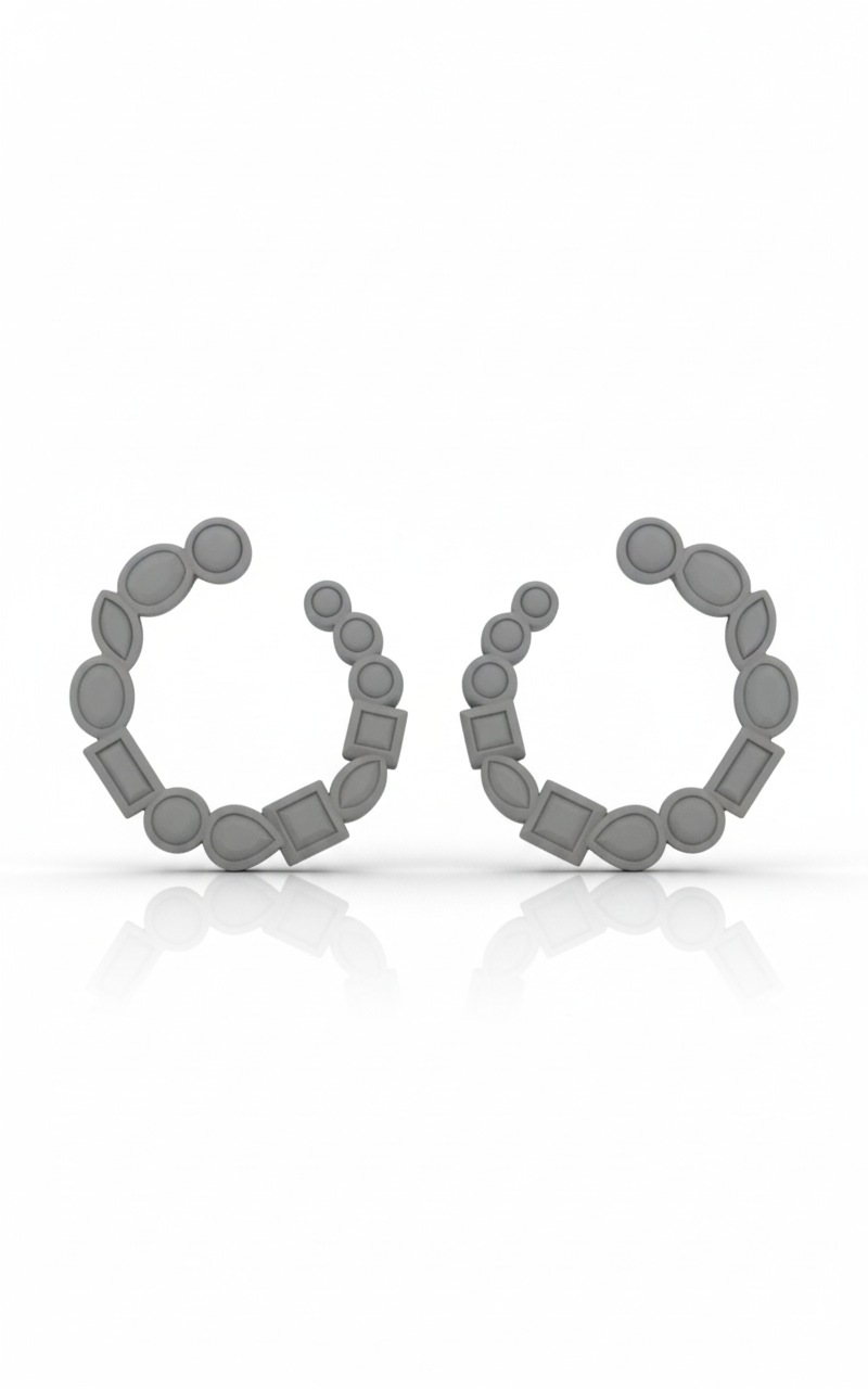 Precision-Engineered Crescent Bezel Statement Earrings CAD render