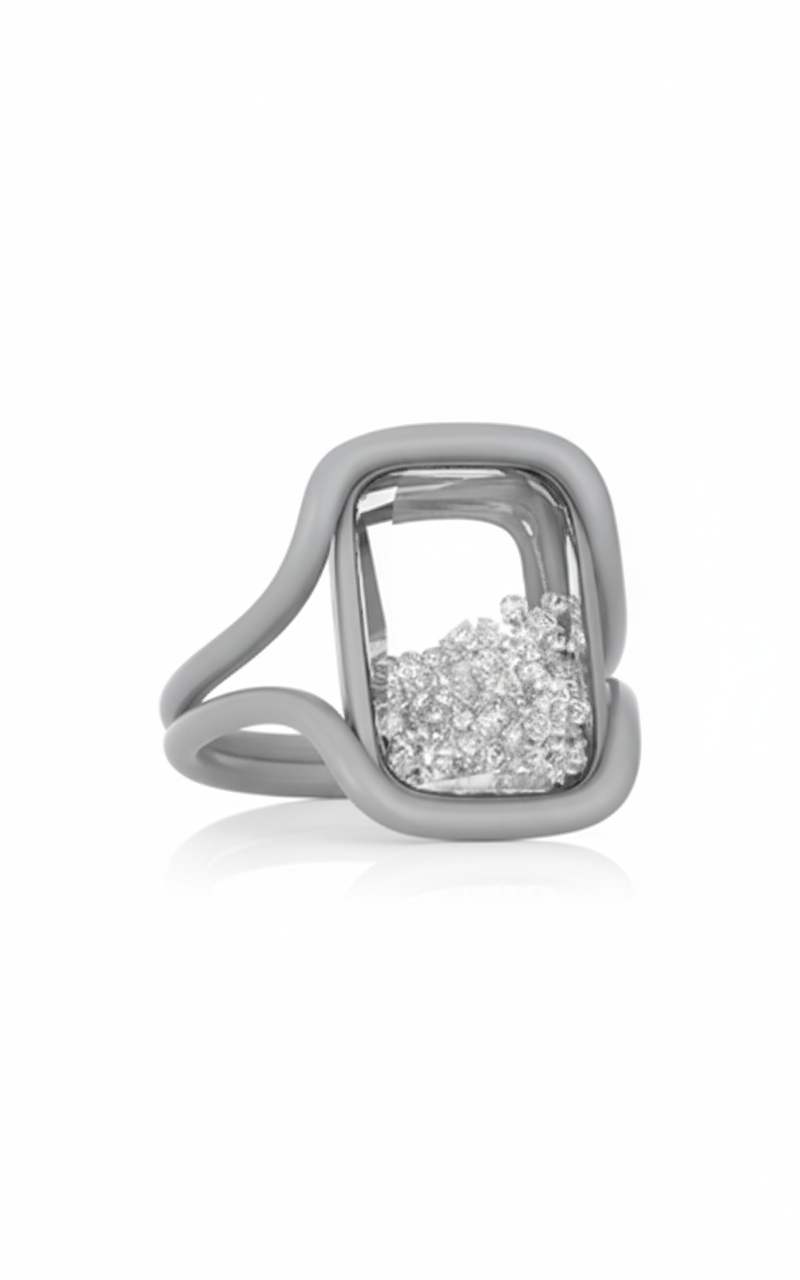 Precision-Engineered Cushion Statement Ring: CAD Design Study CAD render