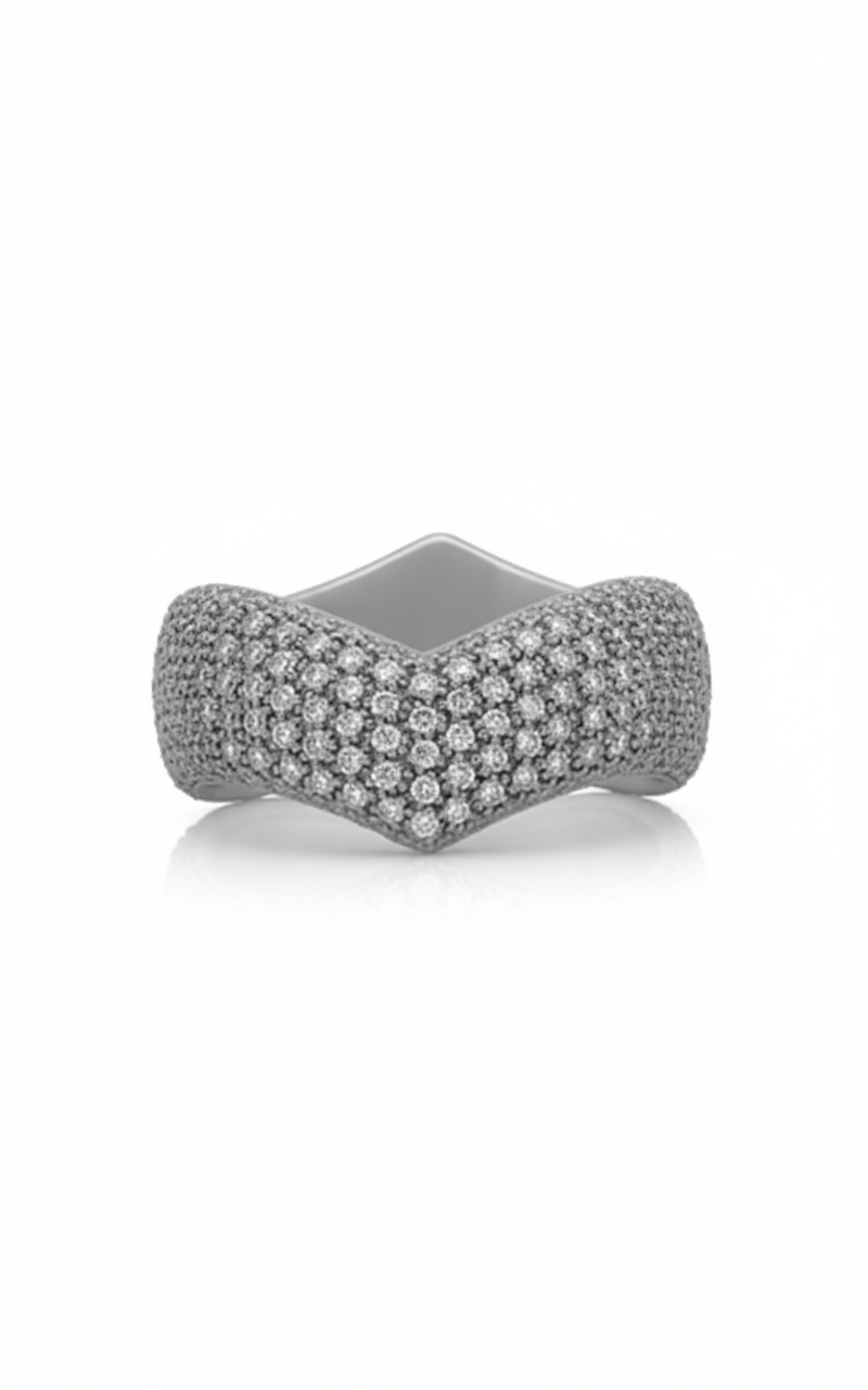 Precision-Engineered White Gold Statement Ring CAD Model CAD render