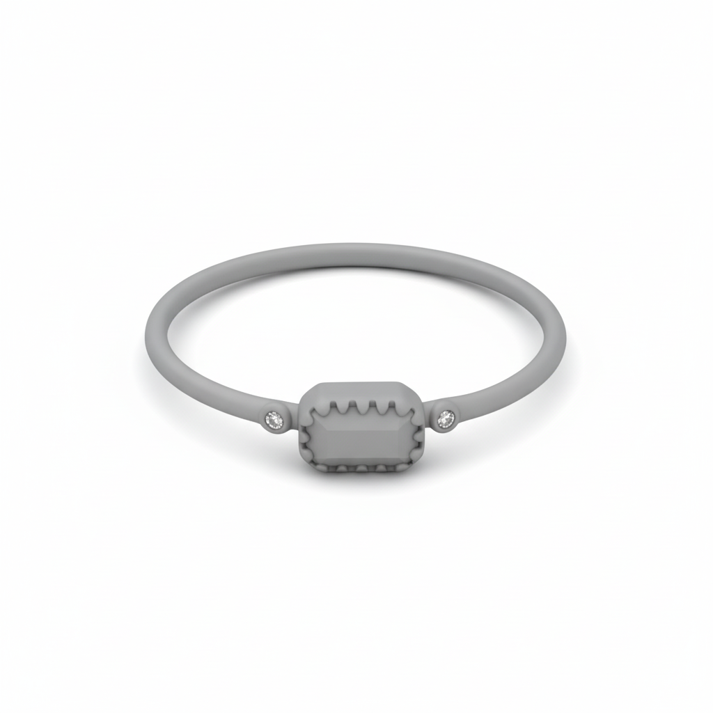 Sculptural Chalcedony Statement Ring: CAD Design Blueprint CAD render