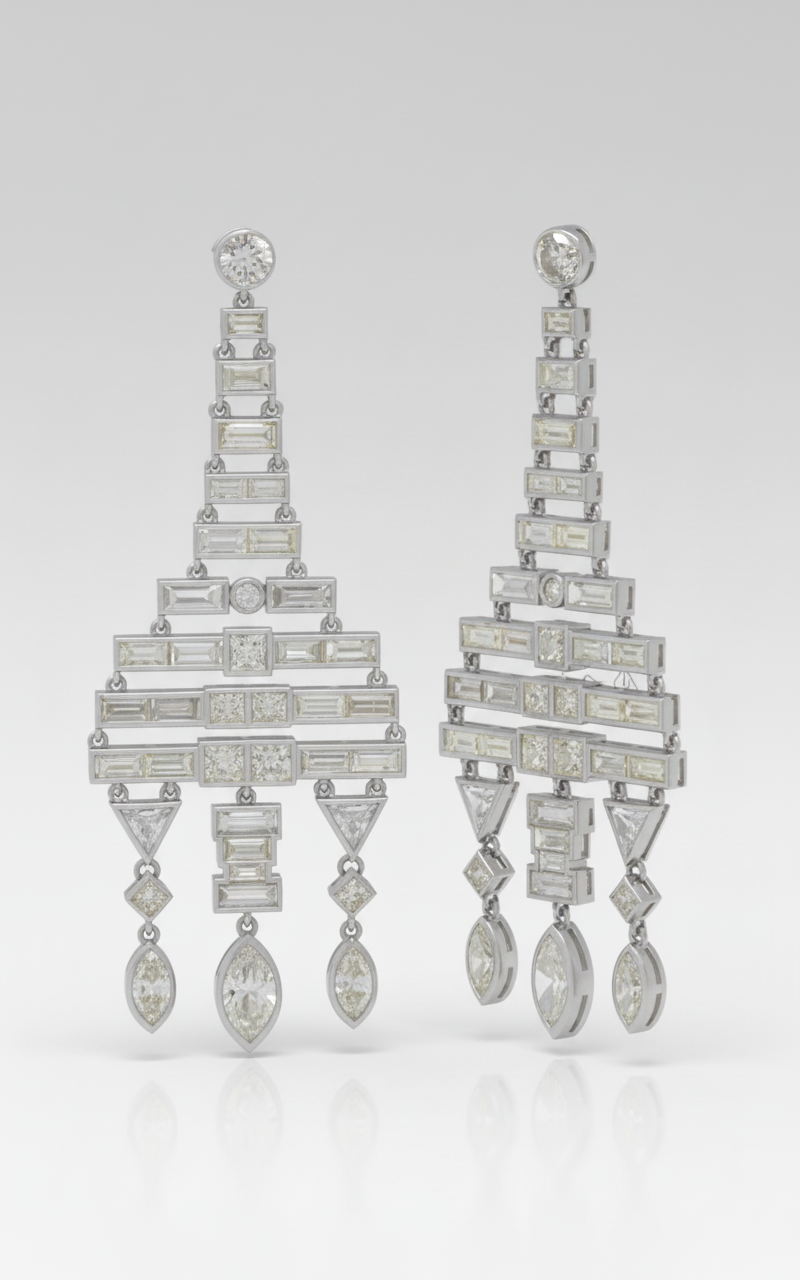 Statement Chandelier Earring: Geometric CAD Masterpiece CAD render